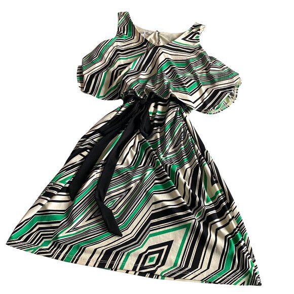 Maggy London Sleeveless Dress in Geometric Striped Pattern Sz 8 Modern Chic City - Picture 3 of 10